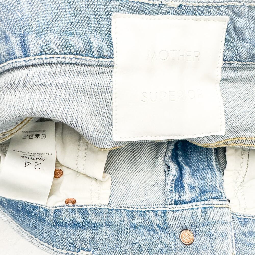 Mother Superior The Insider Crop Fray Thanks, Again Racer Denim Jeans Size 24 - Picture 6 of 11